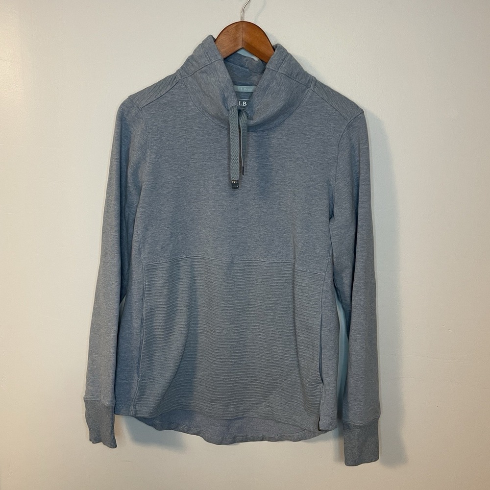LL Bean Cozy Mixed Knit Womens Mp Petite Soft Stretch Pullover Sweatshirt